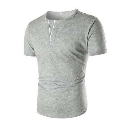 Herren T-Shirt Kurzarm mit Knopfleiste Kontrastnähte Modern