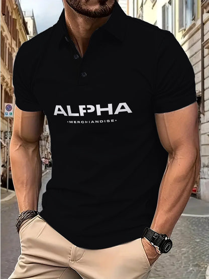 Herren Poloshirt Modern Grafiklogo Sportlich