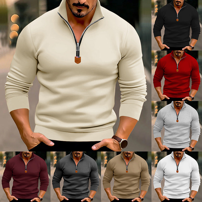 Herren Pullover Strukturiert Reißverschluss Modern Elegant