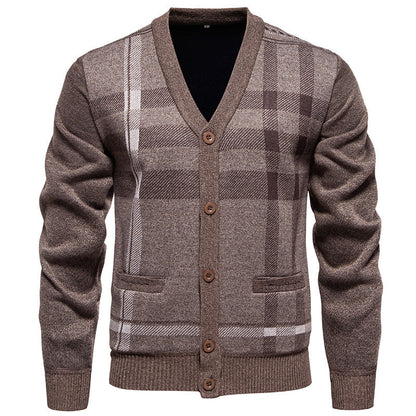 Herren Strickjacke Karomuster Modern Chic