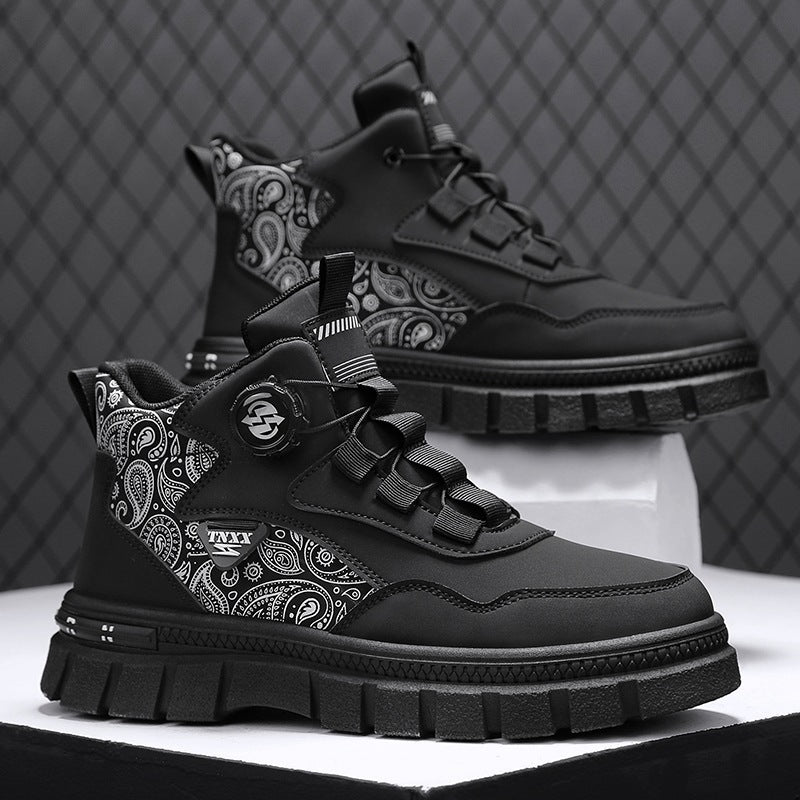 Damen Sneaker High-Top Paisley Muster Schnellschnürsystem