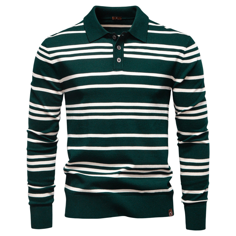 Herren Polo Pullover Streifenmuster Leicht Modern
