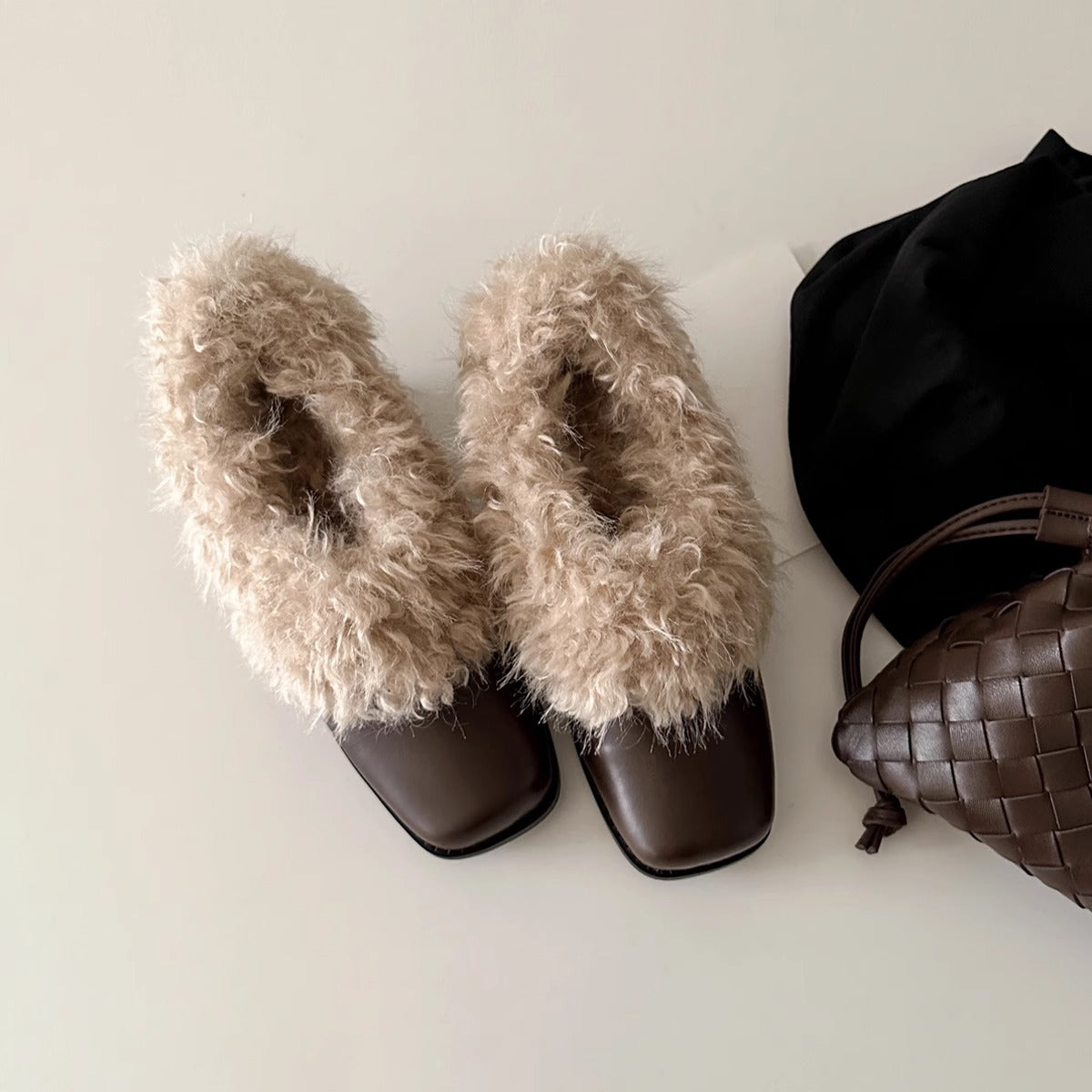 Damen Stiefeletten Fellkragen Robust Blockabsatz Winter