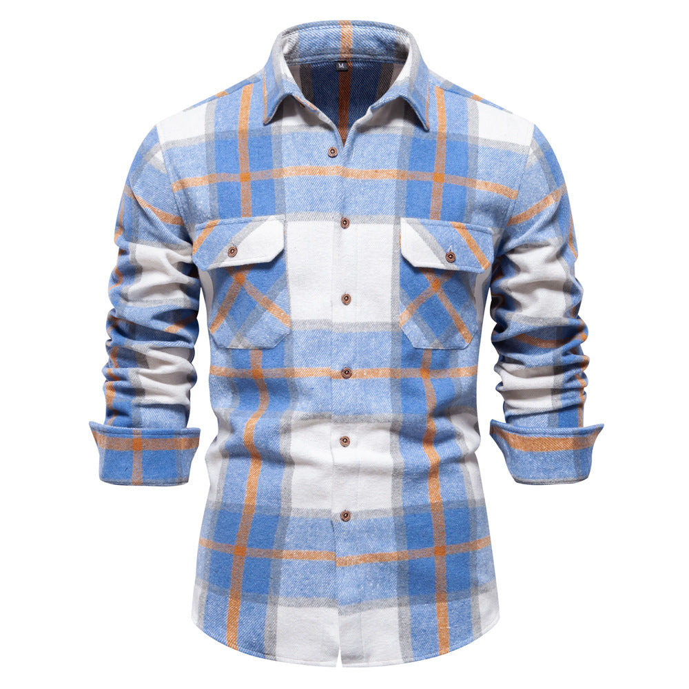 Herren Flanellhemd Kariert Mit Brusttaschen Wintersport
