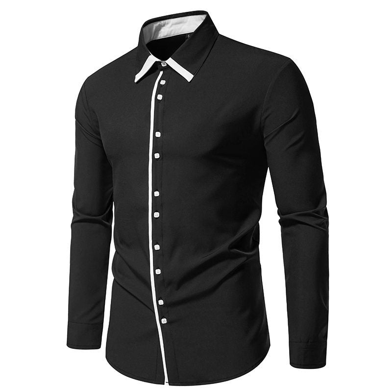 Herren Hemd Modern Kontrastkragen Elegantes Design