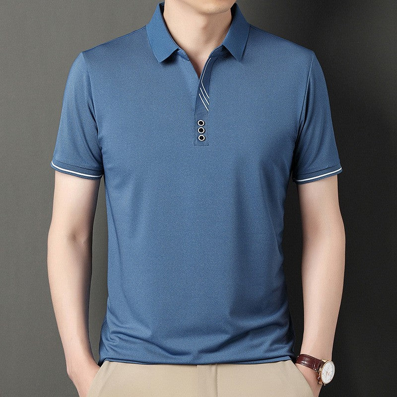 Herren Polohemd Modern Knopfleiste Kontrastdetails