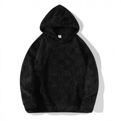 Herren Fleece Hoodie Gemütlich Strukturiert Grau