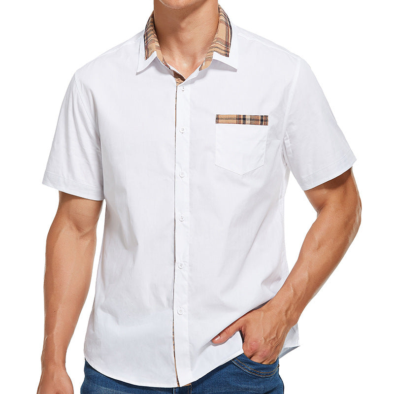 Herren Kurzarmhemd Modern Karomuster mit Brusttasche