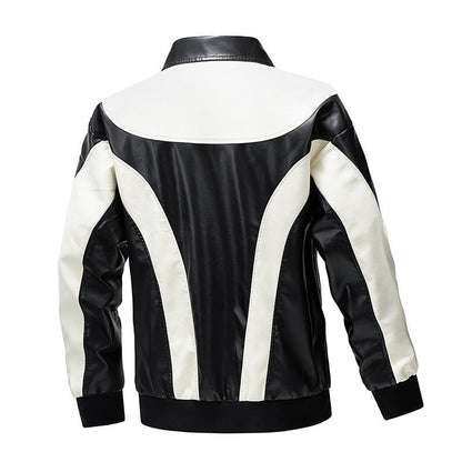 Herren Lederjacke Modern Rennsport Design Schwarz