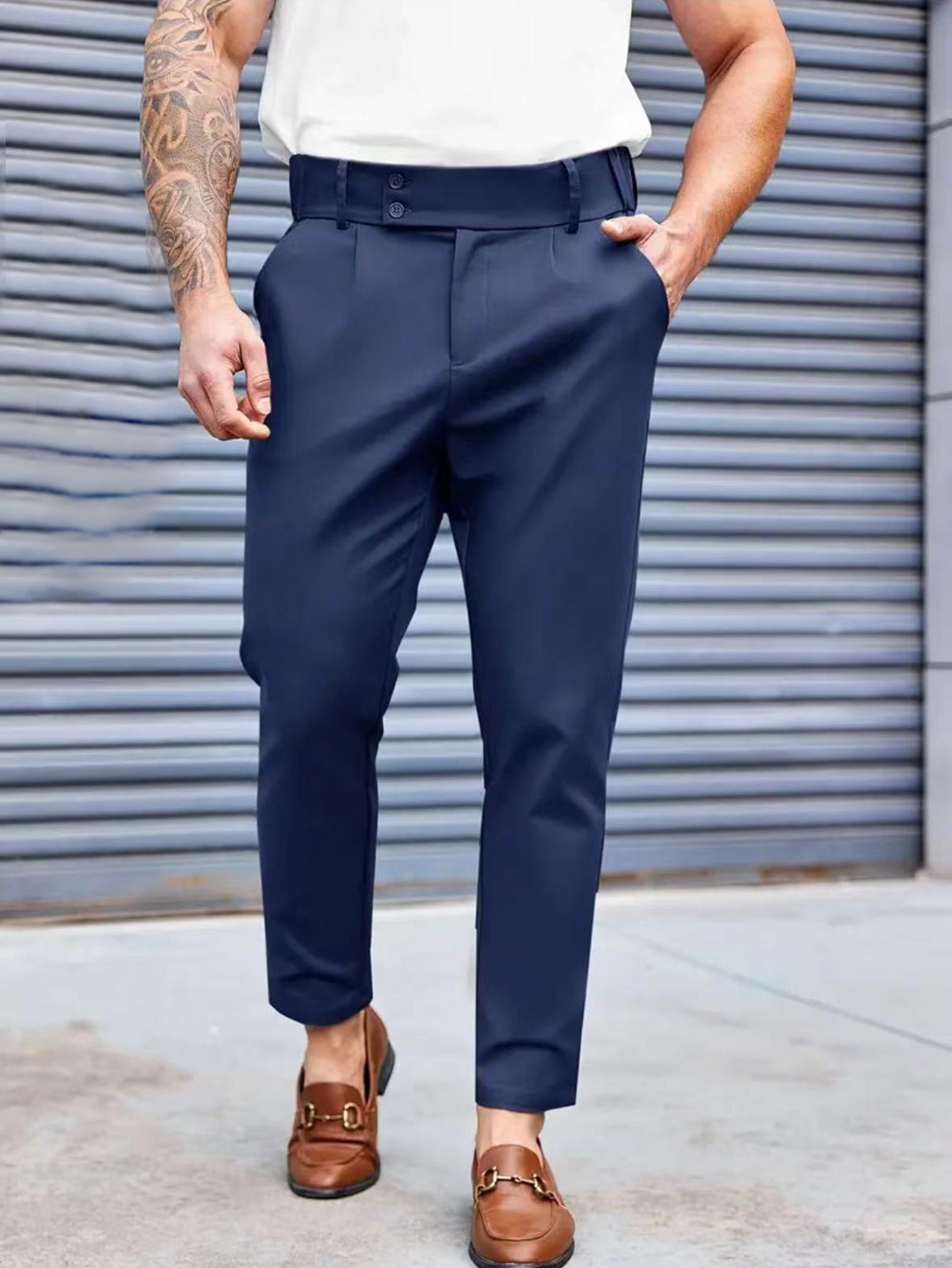 Herren Chino Hose Elegant Elastisch Klassisch