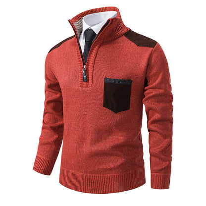 Herren Pullover Modern mit Reißverschluss und Hochkragen