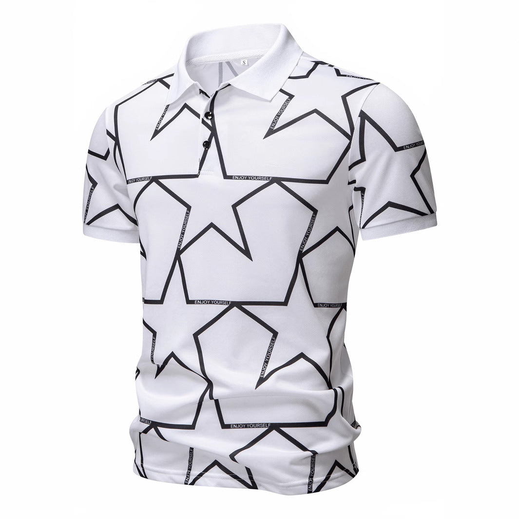 Herren Poloshirt Sternen-Design atmungsaktiv Modern
