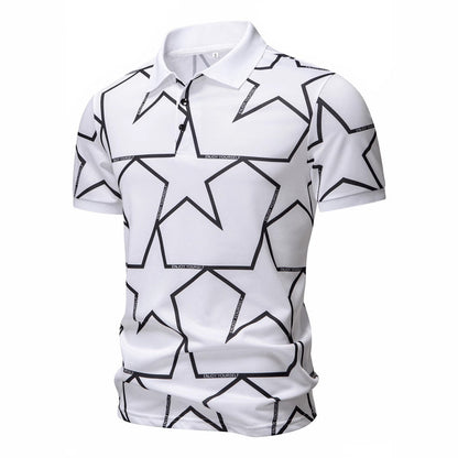 Herren Poloshirt Sternen-Design atmungsaktiv Modern