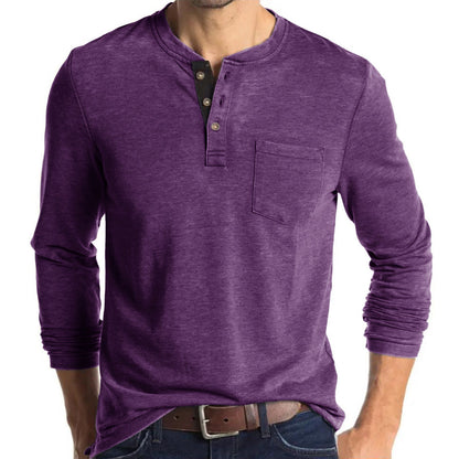 Herren Langarmshirt Mit Knöpfen Modern Sportlich