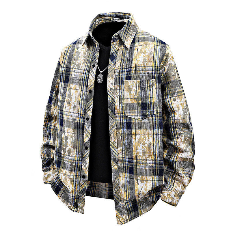 Herren Oversized Hemd Karo Modern mit Brusttasche