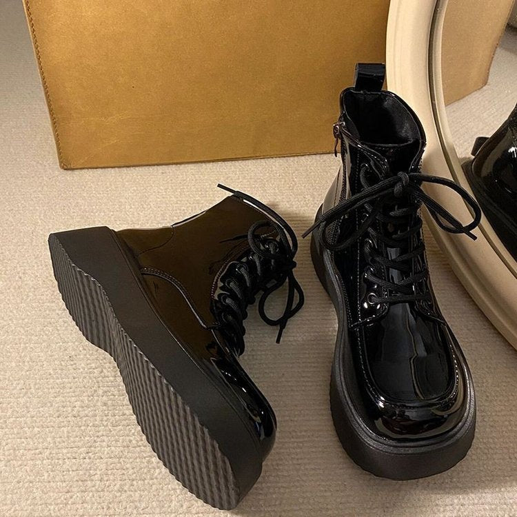 Damen Stiefel High-Top Plattform Schnürstiefel Mode