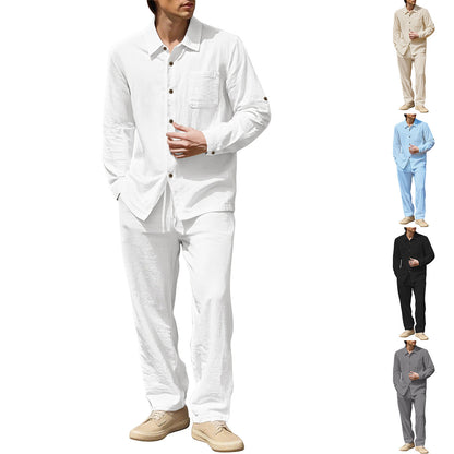 Leinen Hemden Set Herren Lässig Sommer