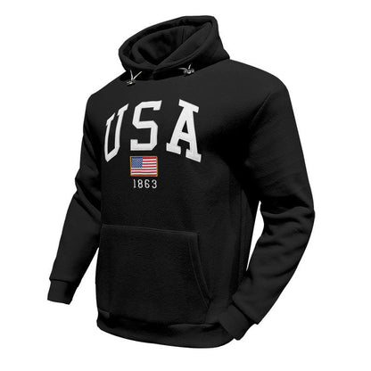 Herren Kapuzenpullover USA Print Kapuze Tasche