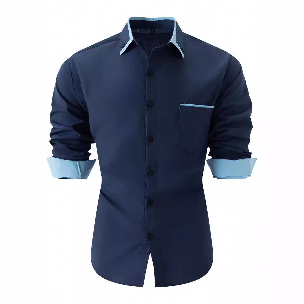 Herren Langarmhemd mit Kontrastdetails Modern Stylish