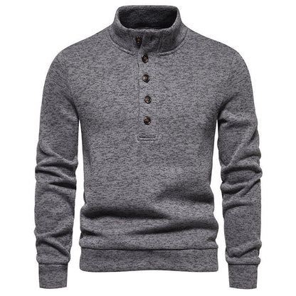 Herren Fleece Pullover Stehkragen mit Taschen Warm