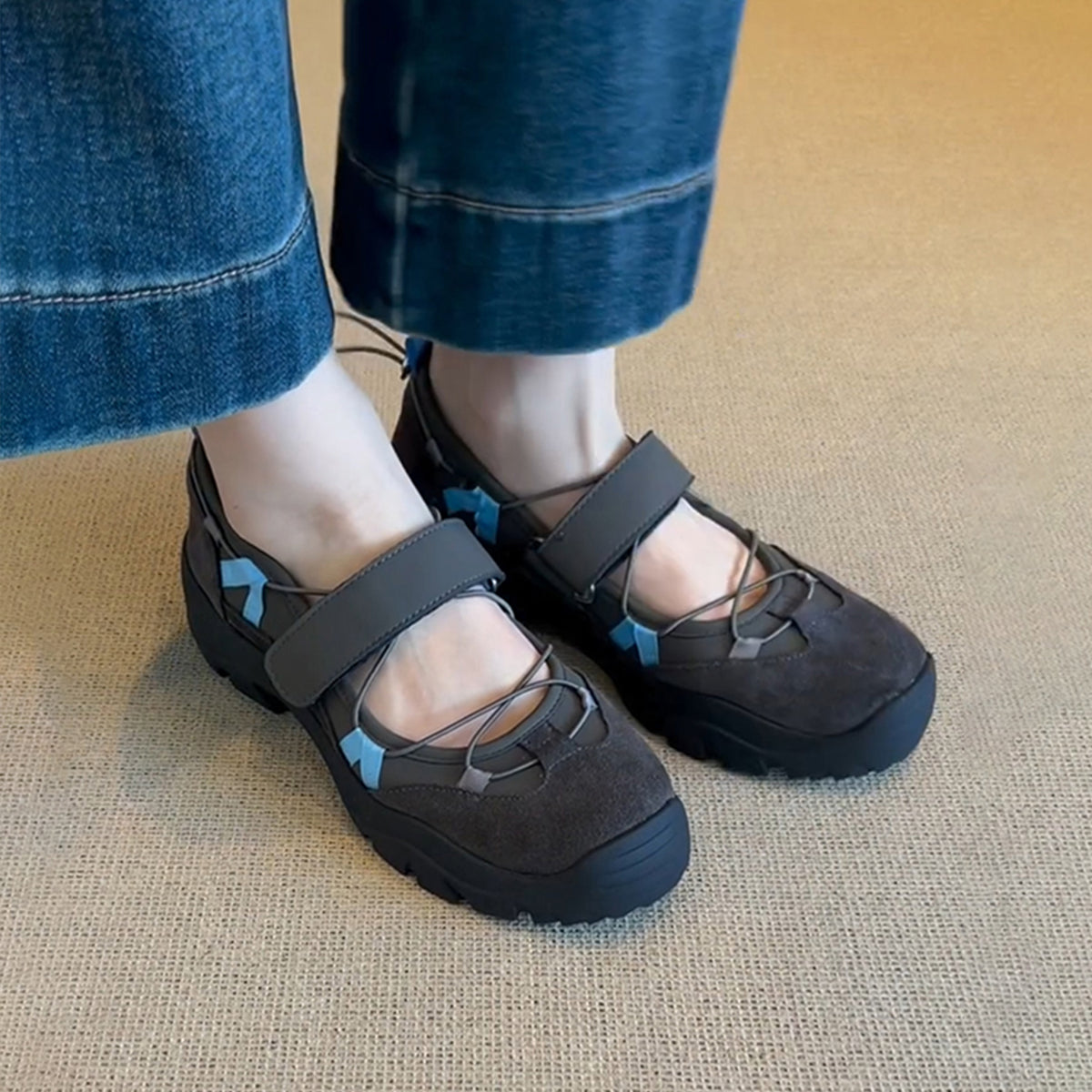 Wanderschuhe Damen atmungsaktiv mit Velcro-Verschluss Outdoor