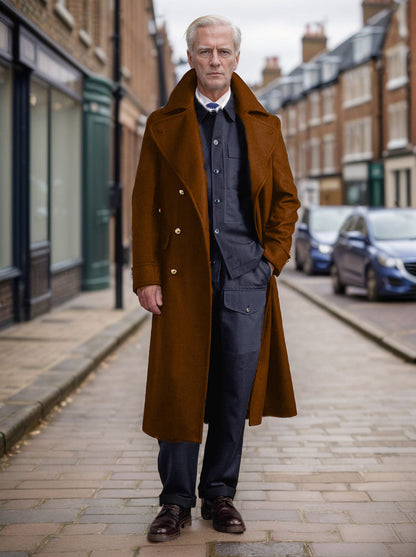 Herren Wollmantel Lang Überseekragen Elegant Berlin