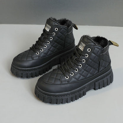 Damen Sneaker High-Top Gefüttert Rutschfest Schwarz