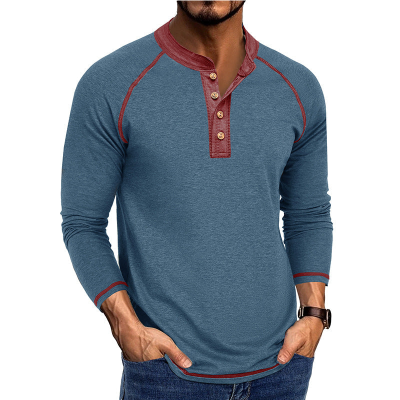 Herren Langarmshirt Modern mit Knopf Detail Elegant