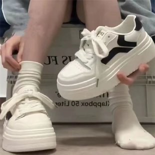 Damensneaker Plateau atmungsaktiv Hoher Absatz Schwarz