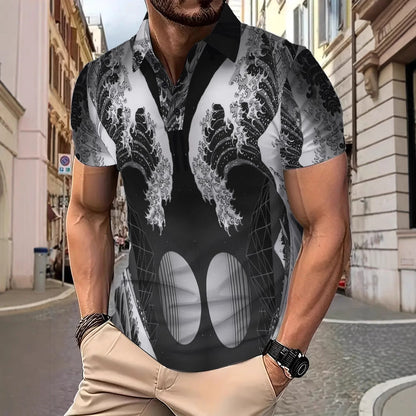 Herren Poloshirt Modern mit Wellenmuster und Slim-Fit - BerlinGlamour