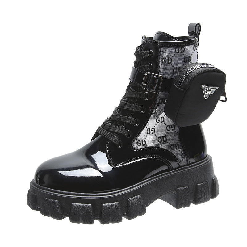Damen Combat Boots Stiefel Chunky Modisch mit Stauraum