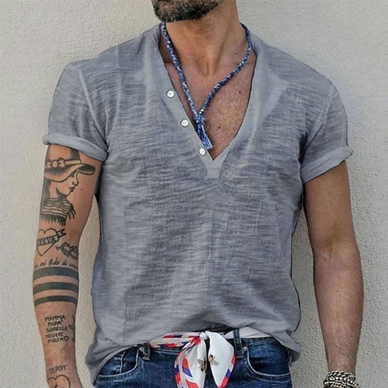 Herren Henley-Shirt Kurzarm atmungsaktiv Modern