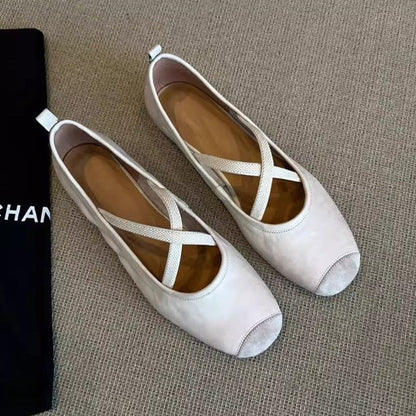 Damen Ballerinas Bequem Elegantes Kreuzband