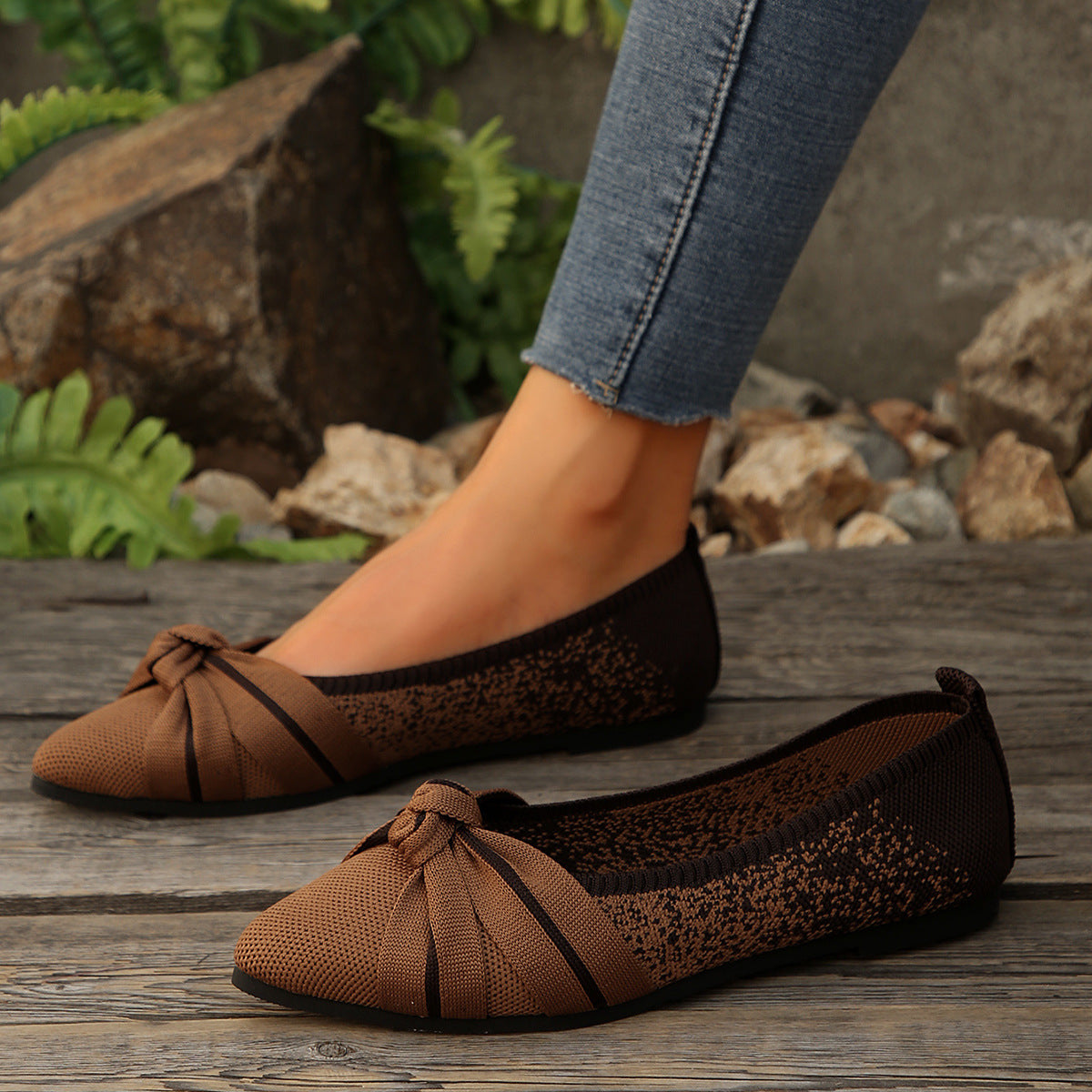 Damen Ballerinas Schleifen-Design atmungsaktiv Elegant