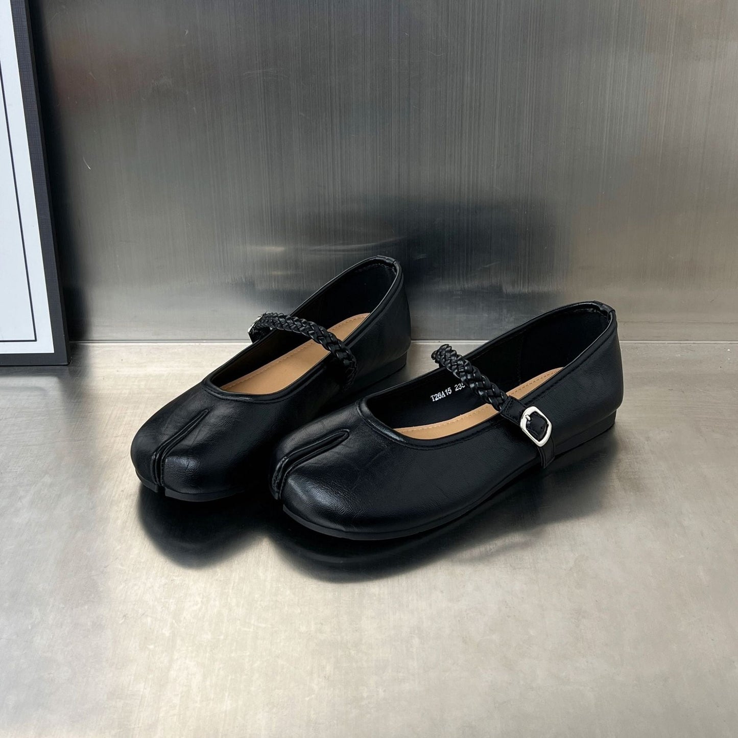 Damen Ballerinas Geflochtener Riemen Weiches Innenfutter