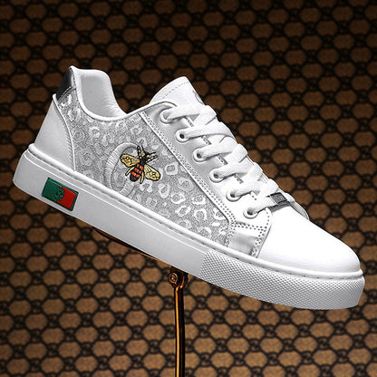 Damen Sneaker Leopardenmuster Bienen Motiv Trendy