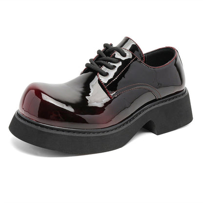 Damen Schnürschuhe Hochglänzend Dicke Sohle Modisch