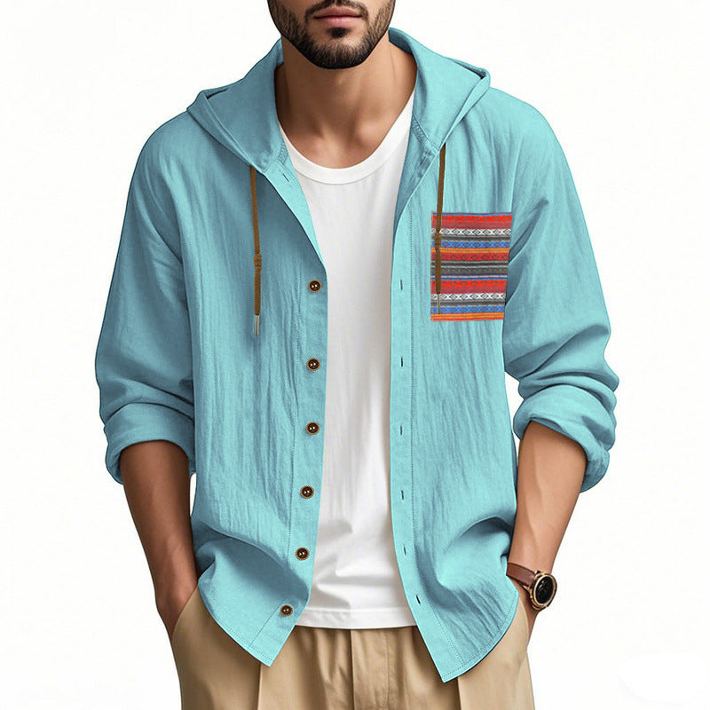 Herren Kapuzenshirt Modern mit Knopfleiste und Stylishem Design