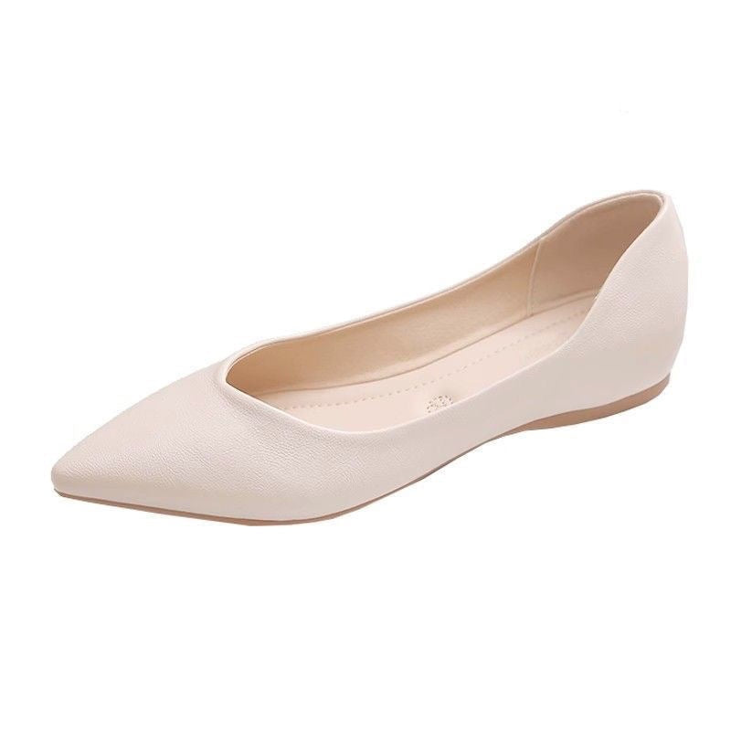 Damen Ballerinas Leder Elegante V-Ausschnitt Schuhe