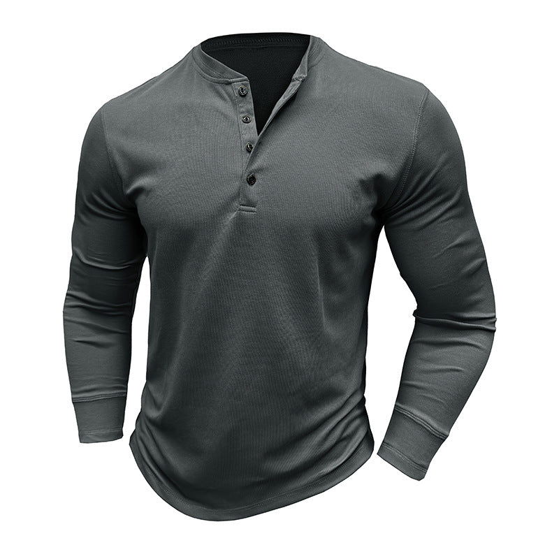 Herren Langarmshirt Modern Knopfleiste Slimfit