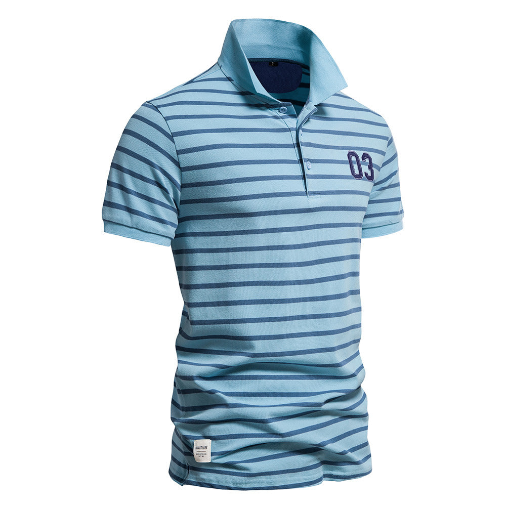 Herren Polo-Shirt Streifenmuster Bequem Modern