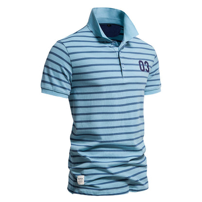 Herren Polo-Shirt Streifenmuster Bequem Modern