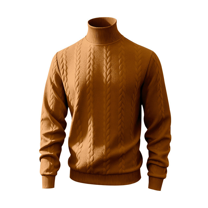 Herren Pullover Stehkragen Zopfmuster Strick