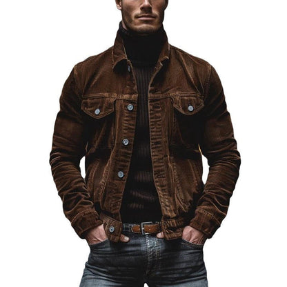 Herren Cordjacke Modern mit Funktions-Taschen Schwarz