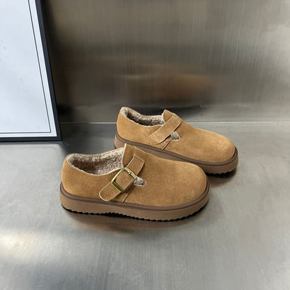 Damen Clogs Warm Bequem mit Schnallenverschluss