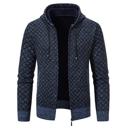 Herren Jacke Modern Wabenmuster Kapuze Trendy
