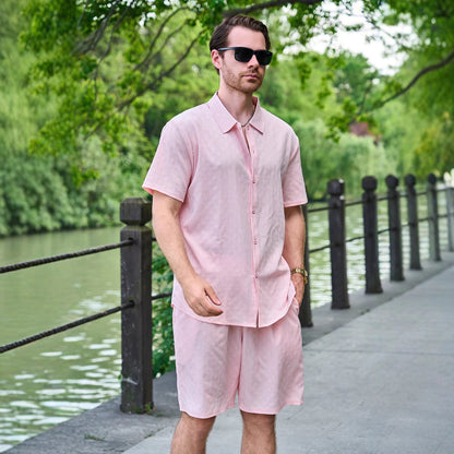 Herren Kurzarmhemd Shorts Set Sommer Trend - BerlinGlamour