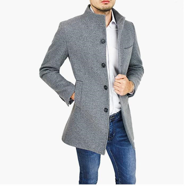 Herren Mantel Elegant Winter Melton Mantel Schwarz