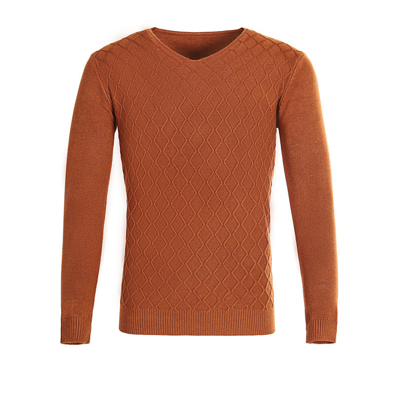 Herren Pullover V-Ausschnitt Struktur Muster Trendig