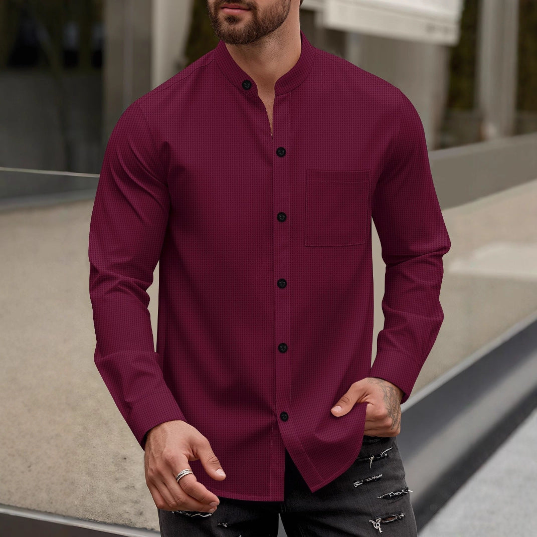 Herren Hemd Langarm Stehkragen Elegant Berlin